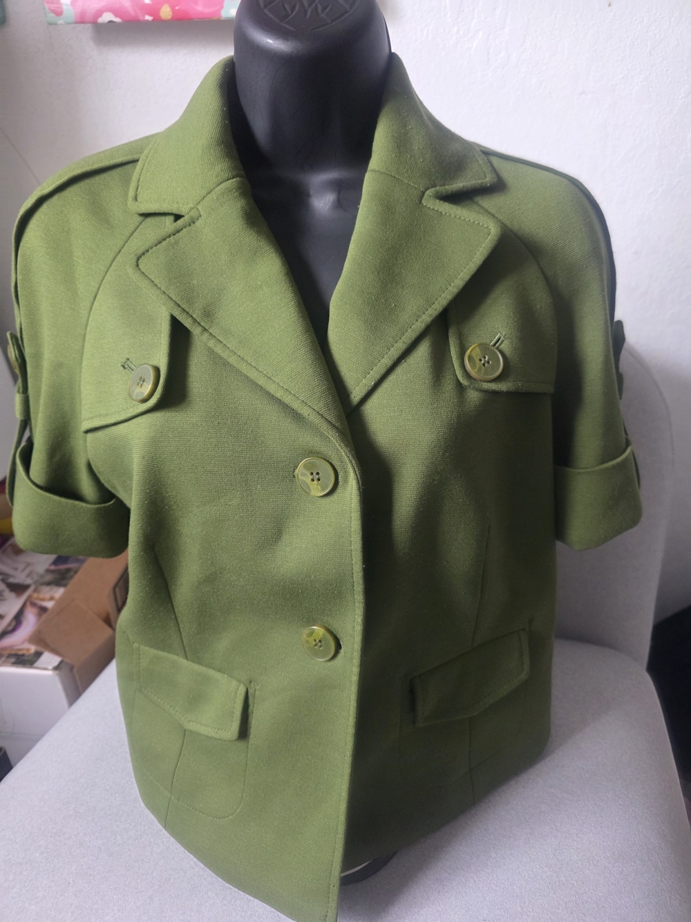Olive Green Short Sleeve Women's Jacket